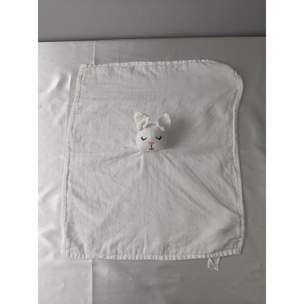 Carters White Organic Cotton Muslin Bunny Security Blanket Lovey CX198536 AD
